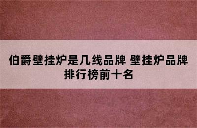 伯爵壁挂炉是几线品牌 壁挂炉品牌排行榜前十名